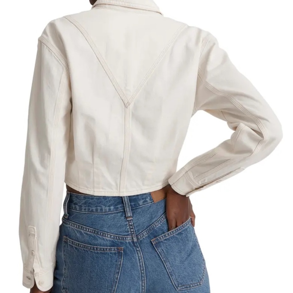 Madewell ivory long sleeve cropped button up